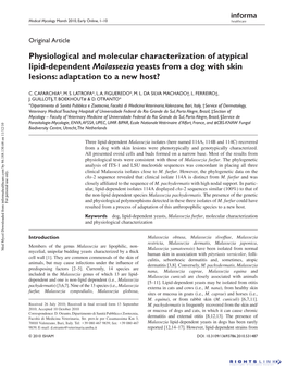 Physiological and Molecular Characterization of Atypical Lipid-Dependent Malassezia Yeasts from a Dog with Skin Lesions: Adaptation to a New Host?