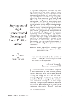 Concentrated Policing and Local Political Action