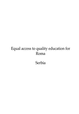 Equal Access to Quality Education for Roma Serbia