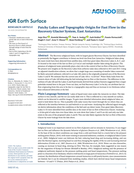 Patchy Lakes and Topographic Origin for Fast Flow in the Recovery