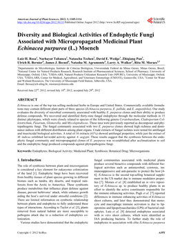 Diversity and Biological Activities of Endophytic Fungi Associated with Micropropagated Medicinal Plant Echinacea Purpurea (L.) Moench
