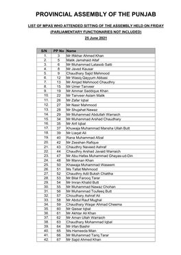 Provincial Assembly of the Punjab