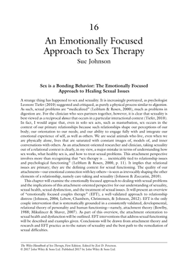 An Emotionally Focused Approach to Sex Therapy Sue Johnson