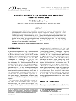 Philodina Wonkimi N. Sp. and Five New Records of Bdelloids from Korea