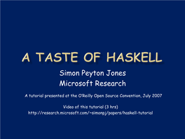 A Taste of Haskell