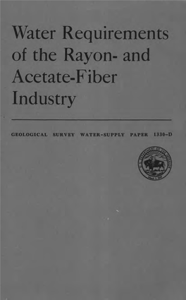 Water Requirements of the Rayon- and Acetate-Fiber Industry