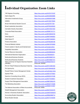 Individual Organization Zoom Links