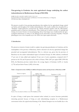 Vine-Growing in Catalonia: the Main Agricultural Change Underlying the Earliest Industrialization in Mediterranean Europe (1720–1939)