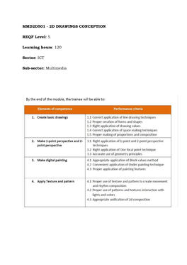 Mmd2d501 - 2D Drawings Conception
