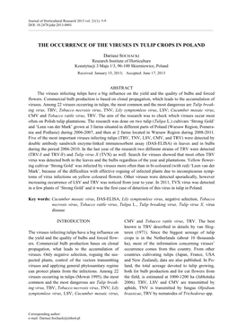 The Occurrence of the Viruses in Tulip Crops in Poland