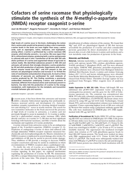 Cofactors of Serine Racemase That Physiologically Stimulate the Synthesis of the N-Methyl-D-Aspartate (NMDA) Receptor Coagonist D-Serine