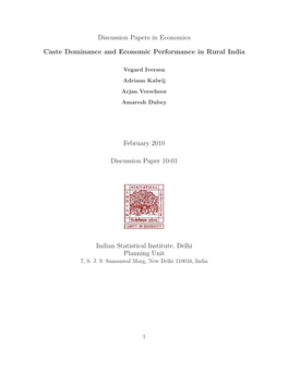 Discussion Papers in Economics Caste Dominance and Economic