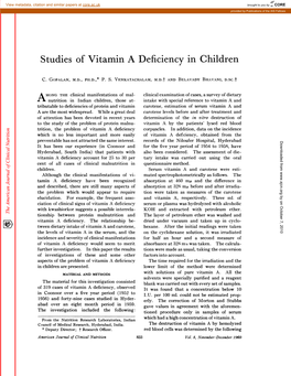 Studies of Vitamin a Deficiency in Children
