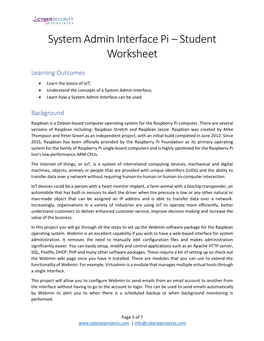 System Admin Interface Pi – Student Worksheet