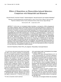 Effects of Risperidone on Phencyclidine-Induced Behaviors: Comparison with Haloperidol and Ritanserin