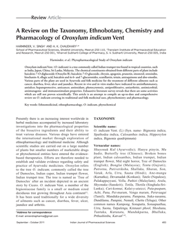 A Review on the Taxonomy, Ethnobotany, Chemistry and Pharmacology of Oroxylum Indicum Vent