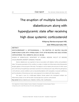 The Eruption of Multiple Bullosis Diabeticorum Along With