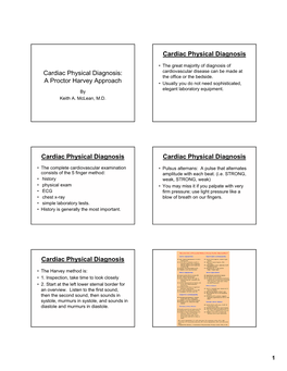 Cardiac Physical Diagnosis: a Proctor Harvey Approach