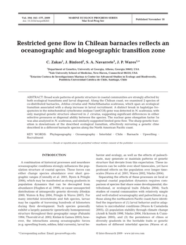 Restricted Gene Flow in Chilean Barnacles Reflects an Oceanographic and Biogeographic Transition Zone