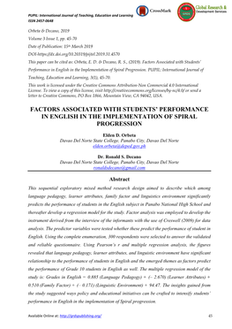 Factors Associated with Students' Performance In