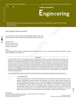 ENGINEERING Indian Journal of Engineering, Volume 9, Number 20, March 5, 2014