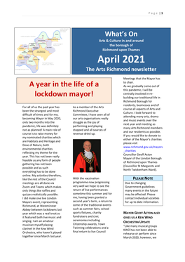 April 2021 the Arts Richmond Newsletter