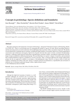 Concepts in Protistology: Species Definitions and Boundaries