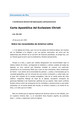 Carta Apostólica Ad Ecclesiam Christi