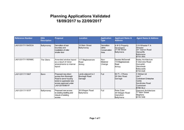 Valid Planning Applications Received Week Commencing 18 September