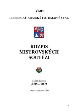 Rozpis Mistrovských Soutěží