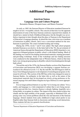 American Samoa Language Arts and Culture Program Bernadette Manase, Elisapeta Luaao, and Mataio Fiamalua1