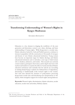 Transforming Understanding of Women's Rights in Kyrgyz Madrassas