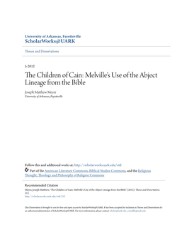 The Children of Cain: Melville’S Use of the Abject Lineage from the Bible