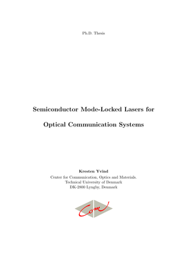 Semiconductor Mode-Locked Lasers for Optical Communication Systems