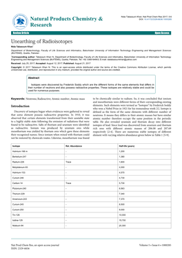 Unearthing of Radioisotopes