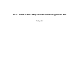 Retail Credit Risk Work Program for the Advanced Approaches Rule