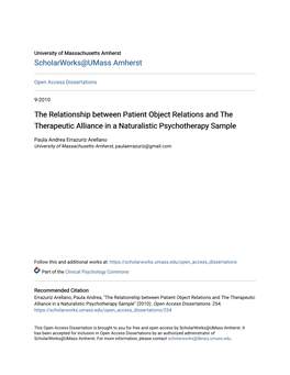 The Relationship Between Patient Object Relations and the Therapeutic Alliance in a Naturalistic Psychotherapy Sample