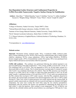 Size-Dependent Lattice Structure and Confinement Properties in Cspbi3 Perovskite Nanocrystals: Negative Surface Energy for Stabilization