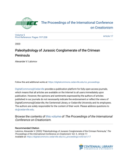 Paleohydrology of Jurassic Conglomerate of the Crimean Peninsula