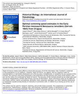 Optimal Swimming Speed Estimates in the Early Permian Mesosaurid