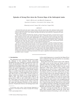 Episodes of Strong Flow Down the Western Slope of the Subtropical Andes