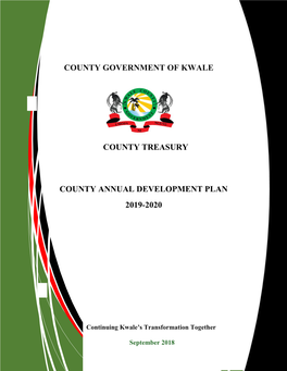 Kwale County Annual Development Plan 2019-2020