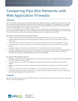 Comparing Palo Alto Networks with Web Application Firewalls