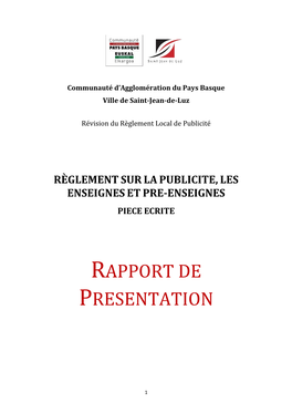 Rapport De Presentation