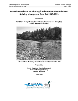 Macroinvertebrate Monitoring for the Upper Missouri River: Building a Long-Term Data Set 2015-2019