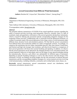 Aerosol Generation from Different Wind Instruments