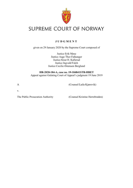 JUDGMENT Given on 29 January 2020 by the Supreme Court