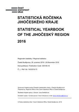 Statistická Ročenka Jihočeského Kraje