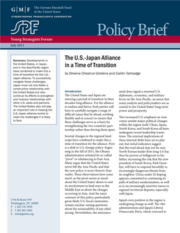 The U.S.-Japan Alliance in a Time of Transition