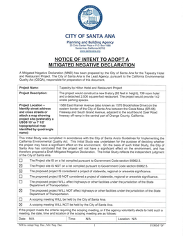 CITY of SANTA ANA Planning and Bu Ilding Agency 20 Civic Center Plaza• P.O